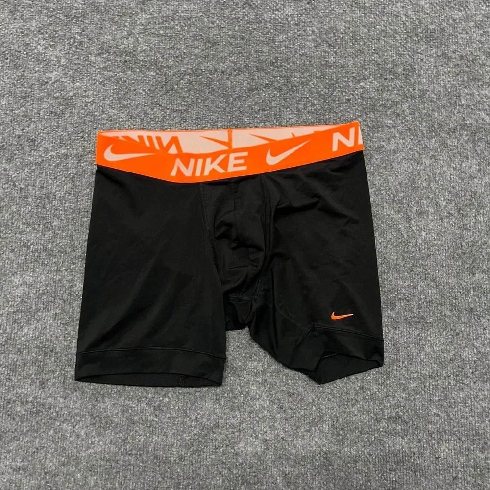 Nike Compression Boxer Briefs Mens Size M Black Orange Dri-Fit Athletic Stretch